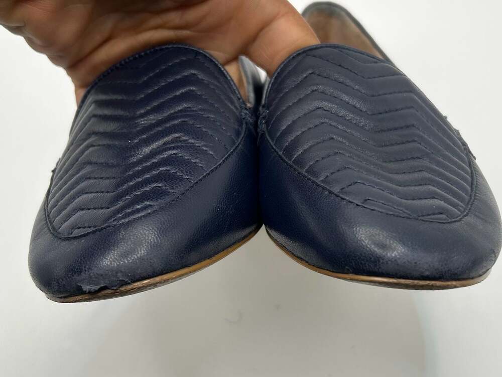 Talbots Ryan Chevron Quilted Leather Navy Blue Loafer Flats Size 7M - Picture 6 of 6
